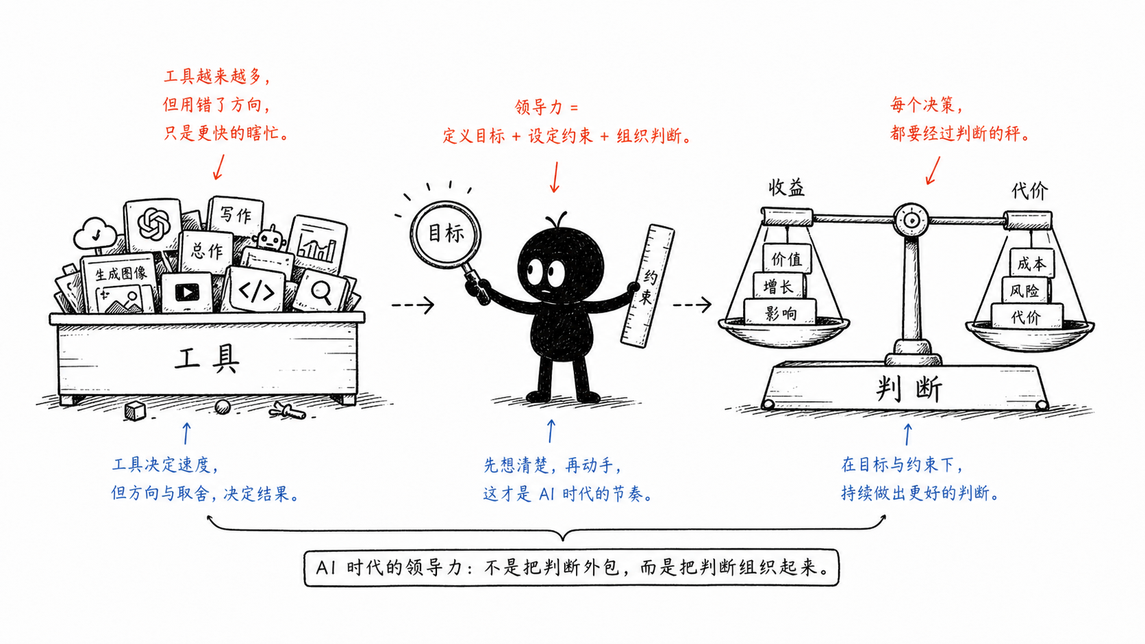 小黑在工具堆和判断天平之间，用目标镜和约束尺先校准决策。