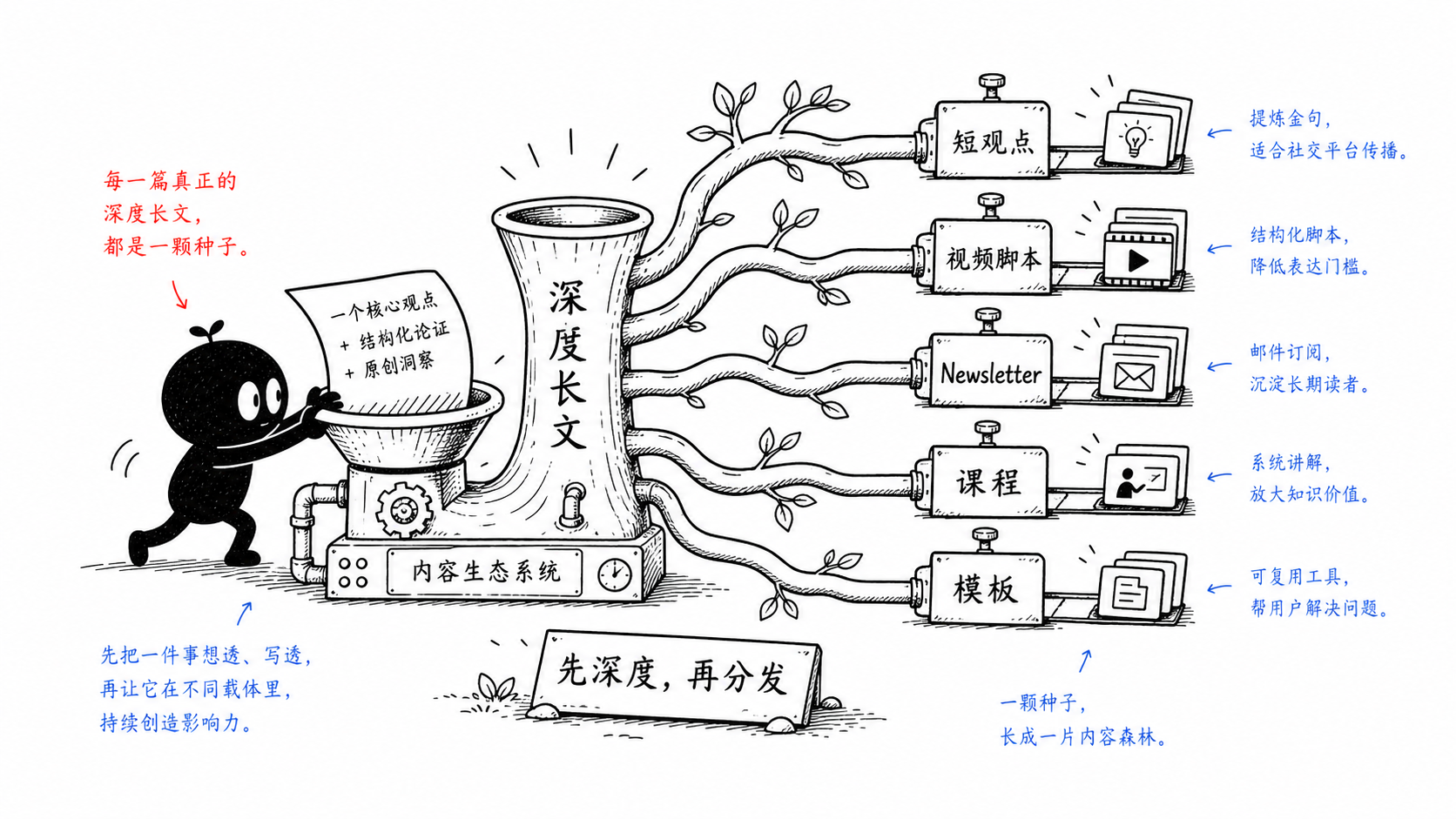 一篇深度内容，可以长出整套内容生态。