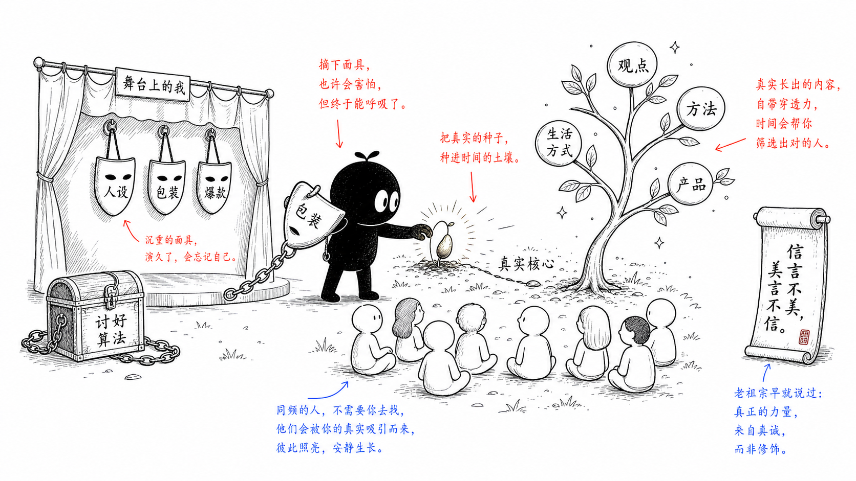 真实不是反包装，而是所有表达背后有真实核心。