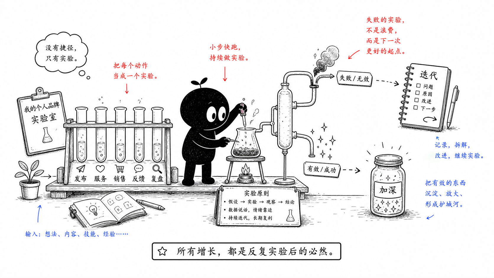 个人品牌没有捷径，只有实验、反馈和迭代。