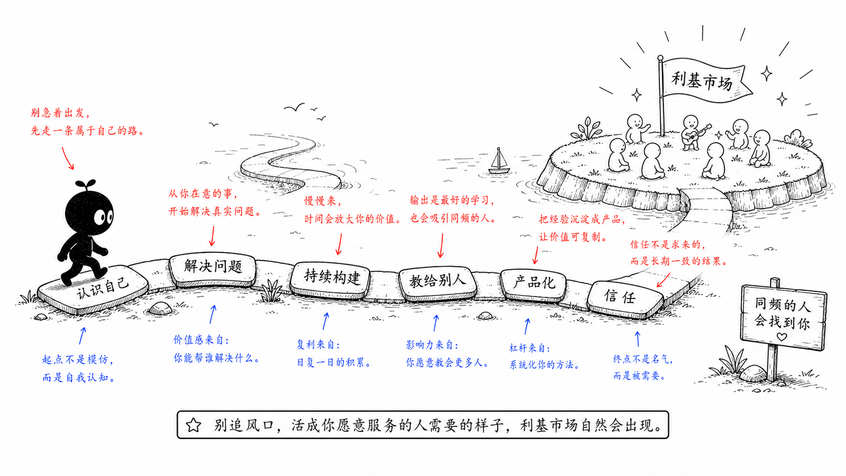 把自己活成一个利基市场，让同频的人找到你。